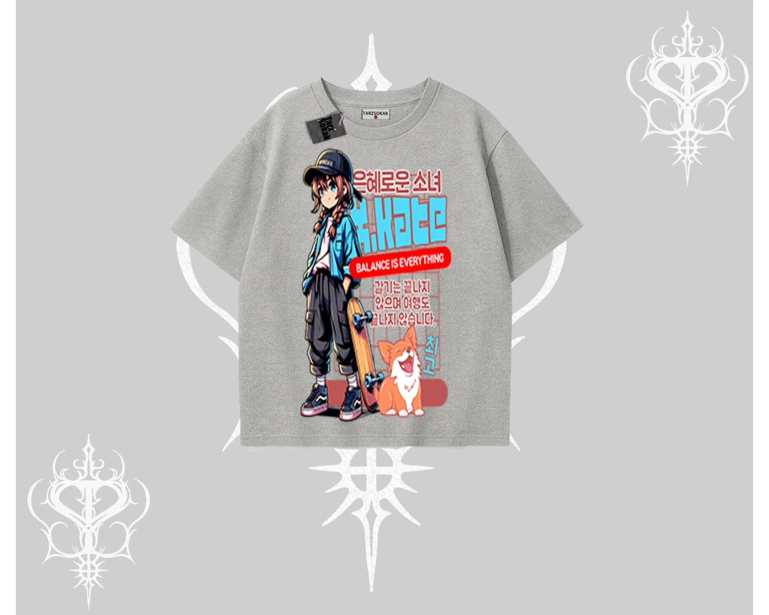 Oversize Tshirt Anime Hiker Girl Balance Is Everything Baskılı