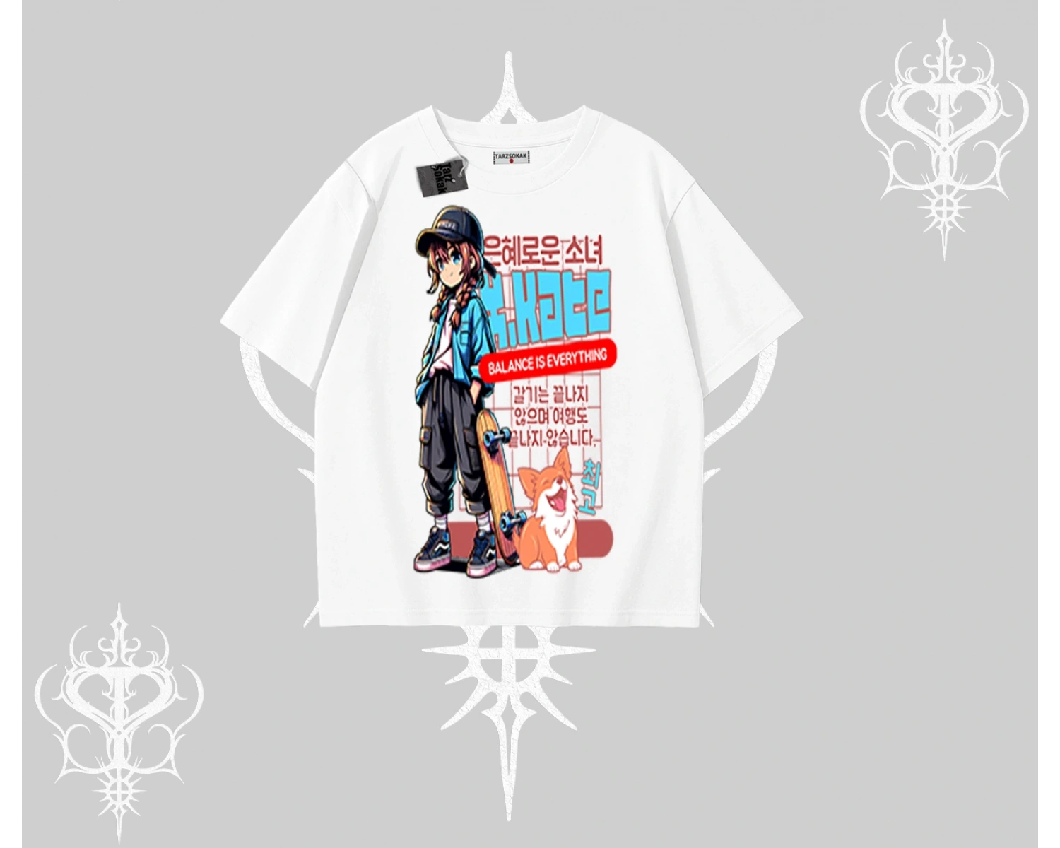 Oversize Tshirt Anime Hiker Girl Balance Is Everything Baskılı