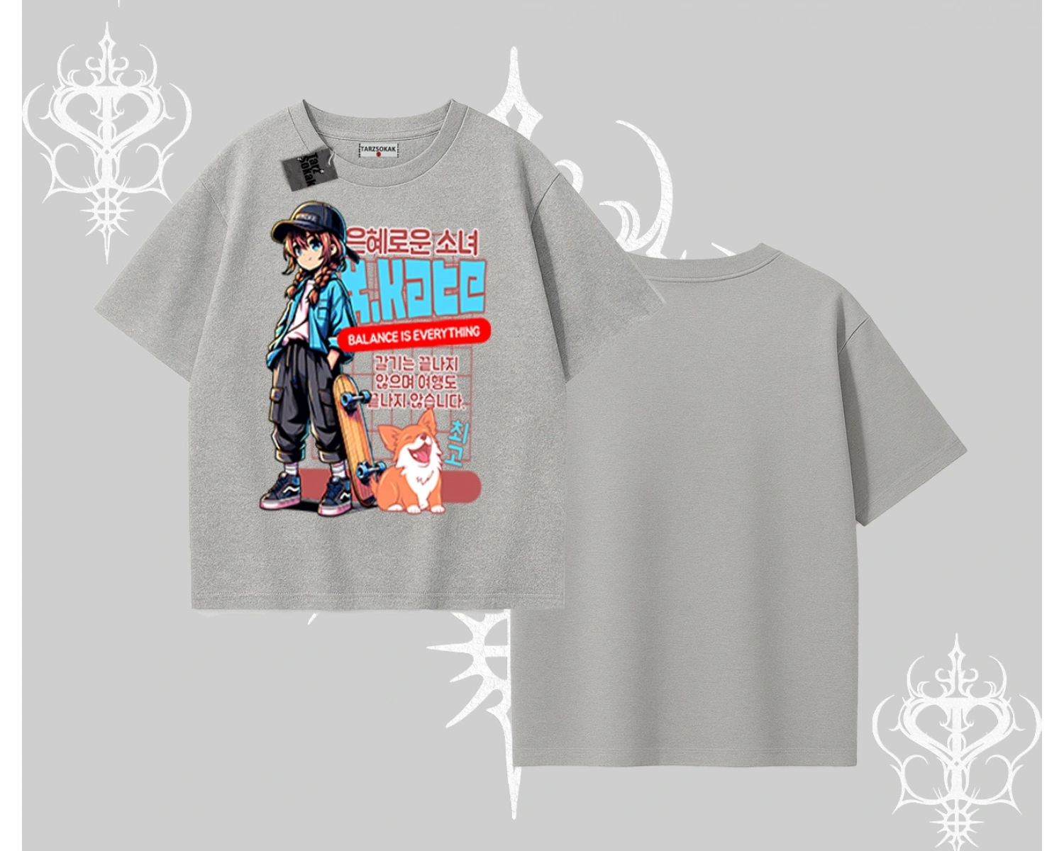 Oversize Tshirt Anime Hiker Girl Balance Is Everything Baskılı