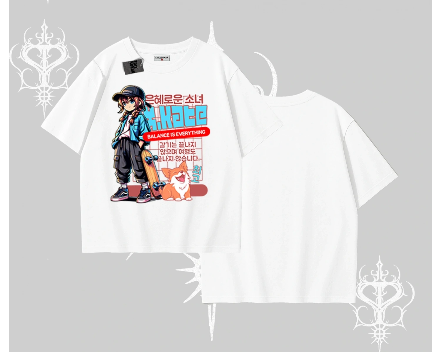 Oversize Tshirt Anime Hiker Girl Balance Is Everything Baskılı