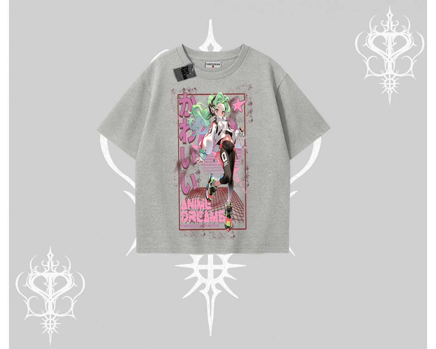 Oversize Tshirt Anime Kawaii Japon Kız Desenli