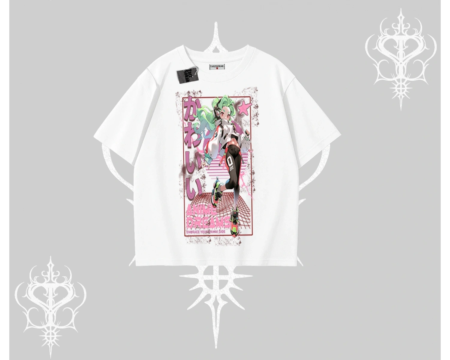 Oversize Tshirt Anime Kawaii Japon Kız Desenli