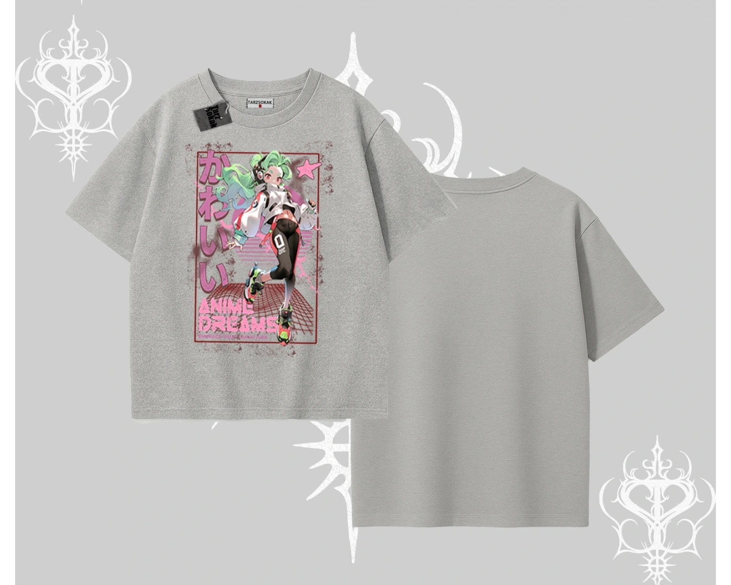 Oversize Tshirt Anime Kawaii Japon Kız Desenli
