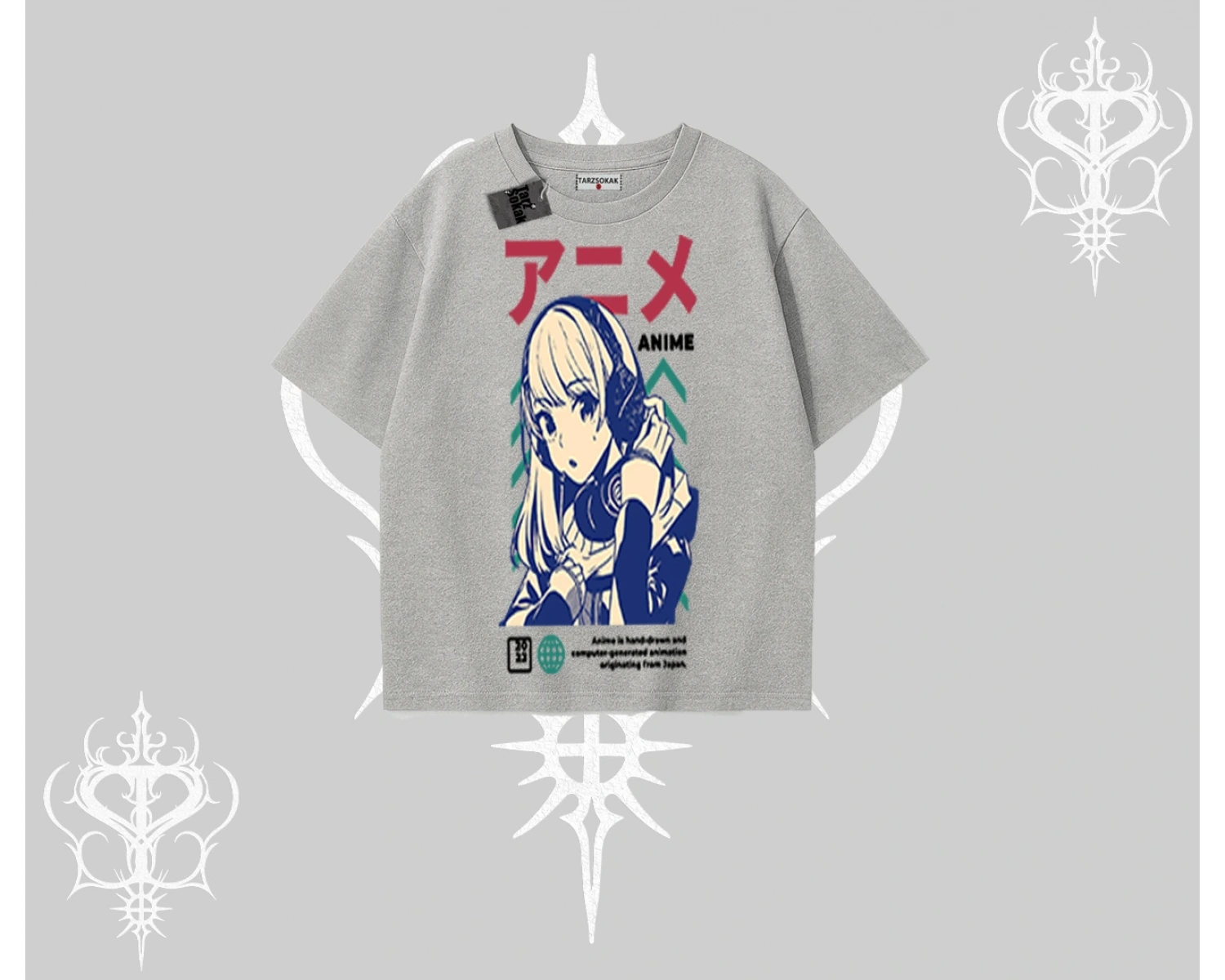 Oversize Tshirt Anime Kız Desenli Japon Tarzı