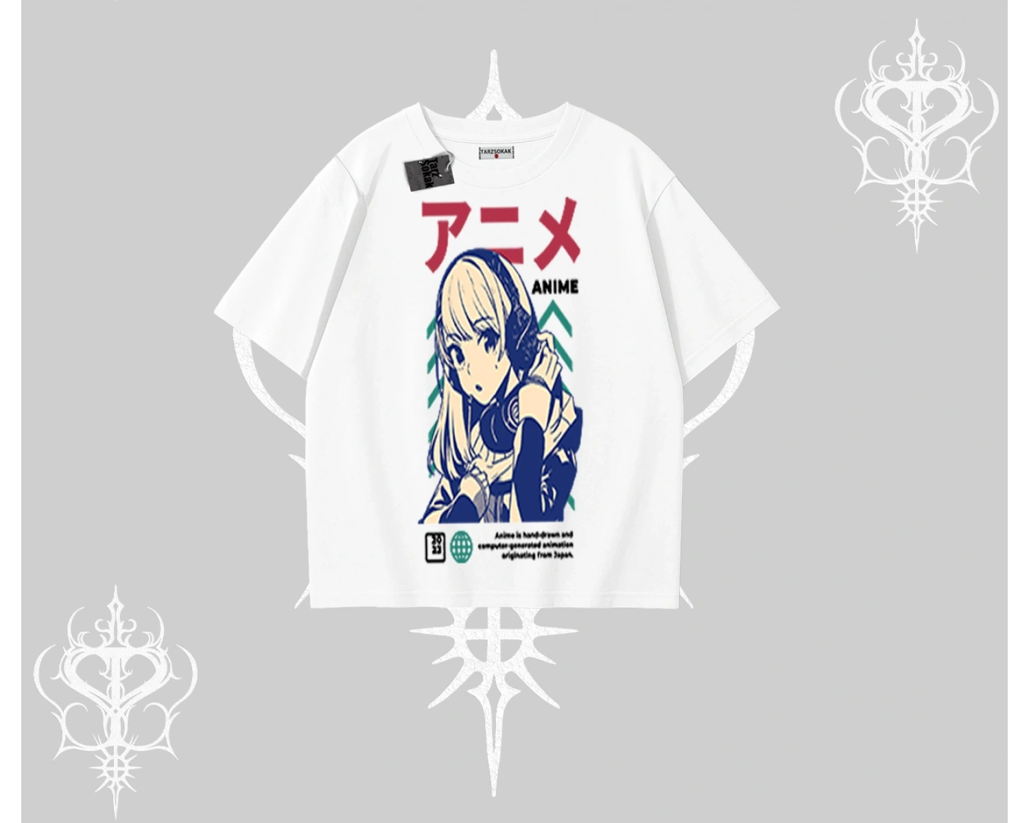 Oversize Tshirt Anime Kız Desenli Japon Tarzı