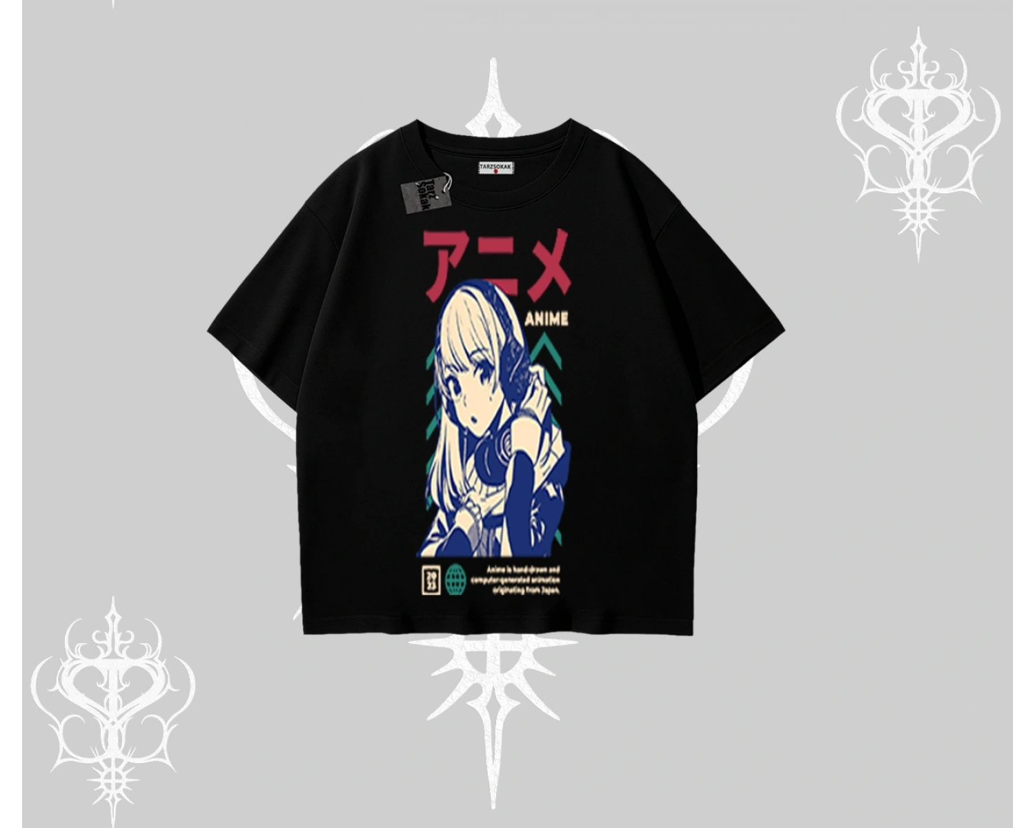 Oversize Tshirt Anime Kız Desenli Japon Tarzı