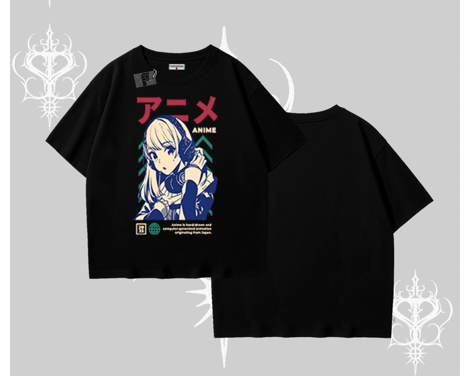 Oversize Tshirt Anime Kız Desenli Japon Tarzı