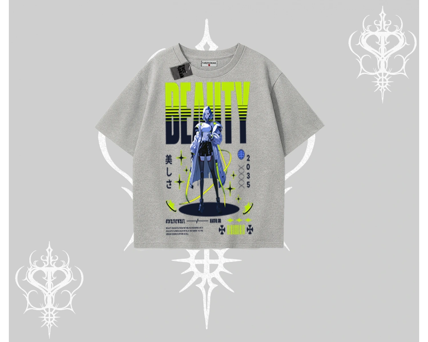 Oversize Tshirt Anime Unity Neon Detaylı Grafik Baskılı