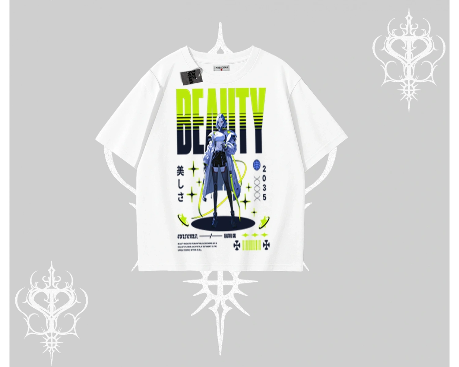 Oversize Tshirt Anime Unity Neon Detaylı Grafik Baskılı