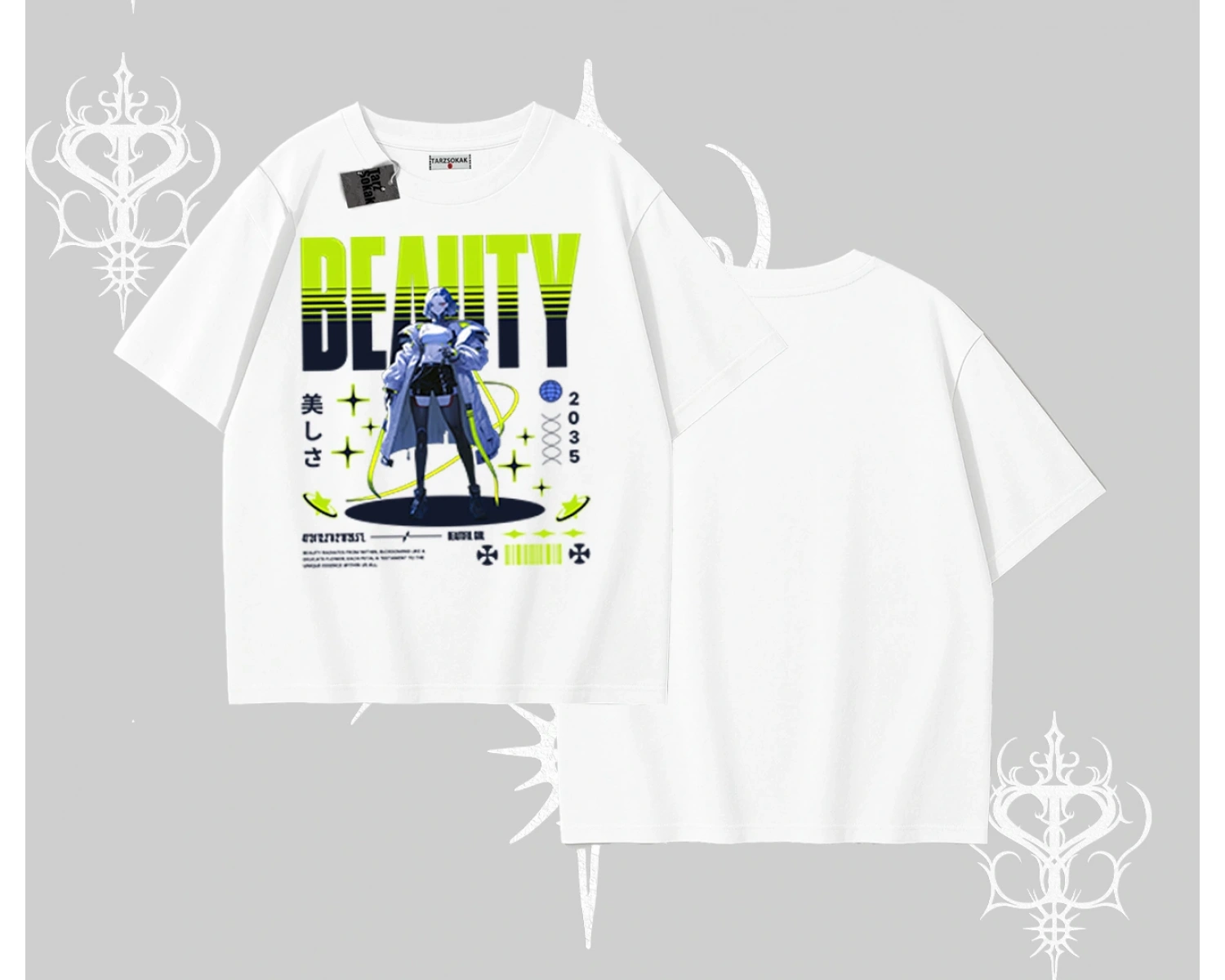 Oversize Tshirt Anime Unity Neon Detaylı Grafik Baskılı
