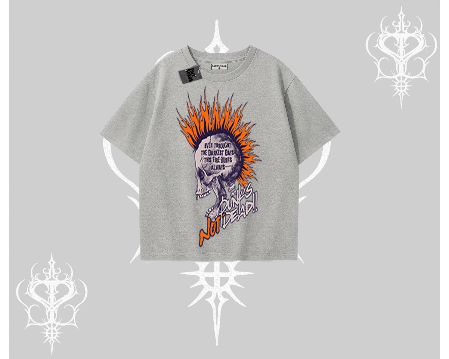 Oversize Tshirt Burning Skull Rebel Street Anthem