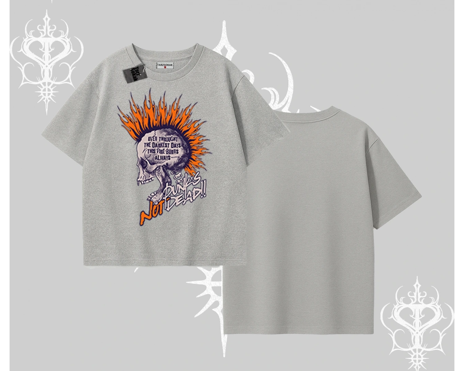 Oversize Tshirt Burning Skull Rebel Street Anthem