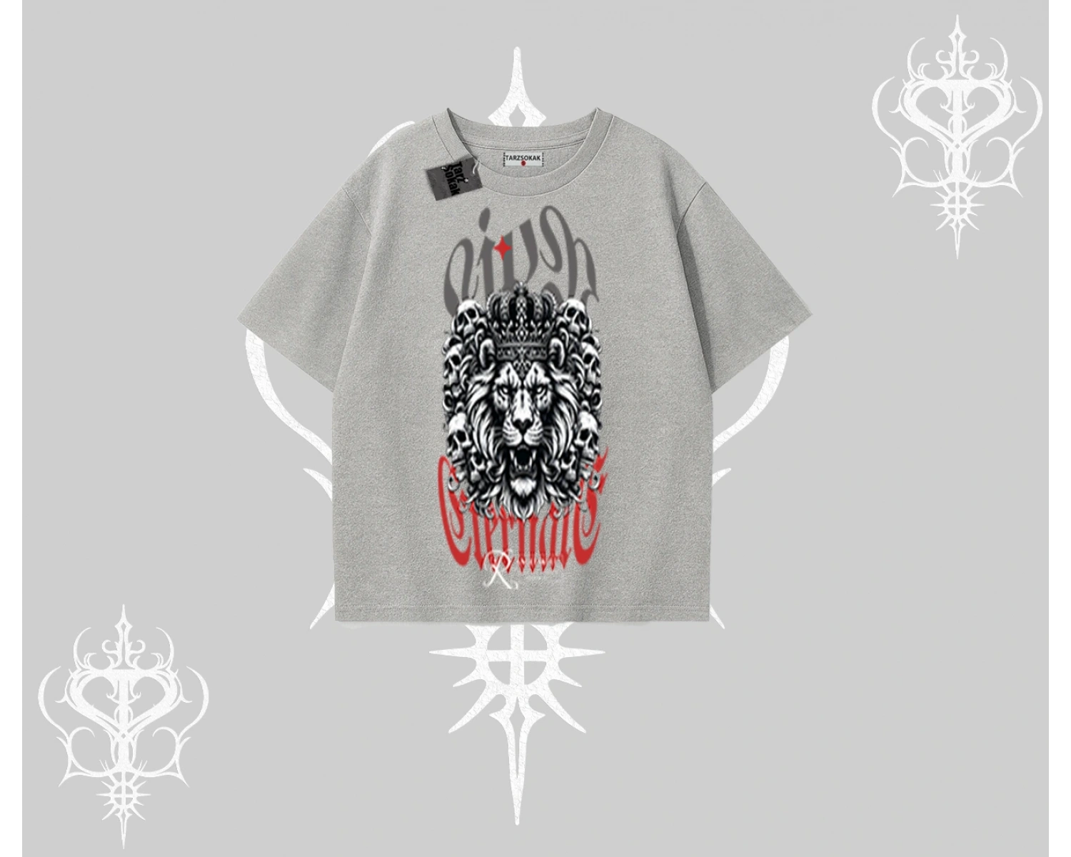 Oversize Tshirt Crowned Lion Rock Authority Myth