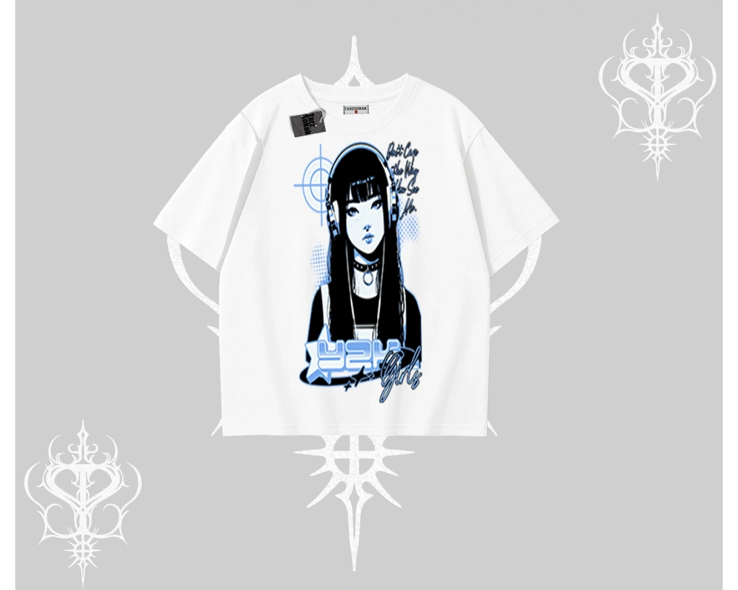 Oversize Tshirt Cyber Y2K Anime Girl Street Sound Aesthetic
