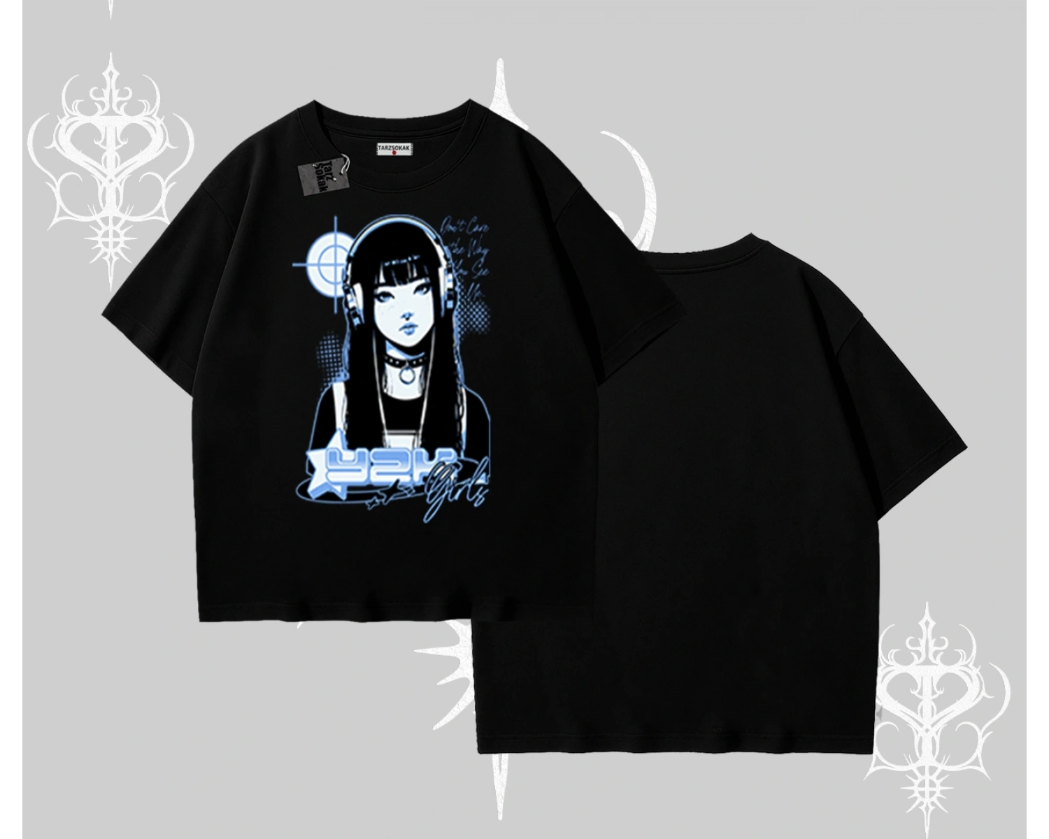 Oversize Tshirt Cyber Y2K Anime Girl Street Sound Aesthetic