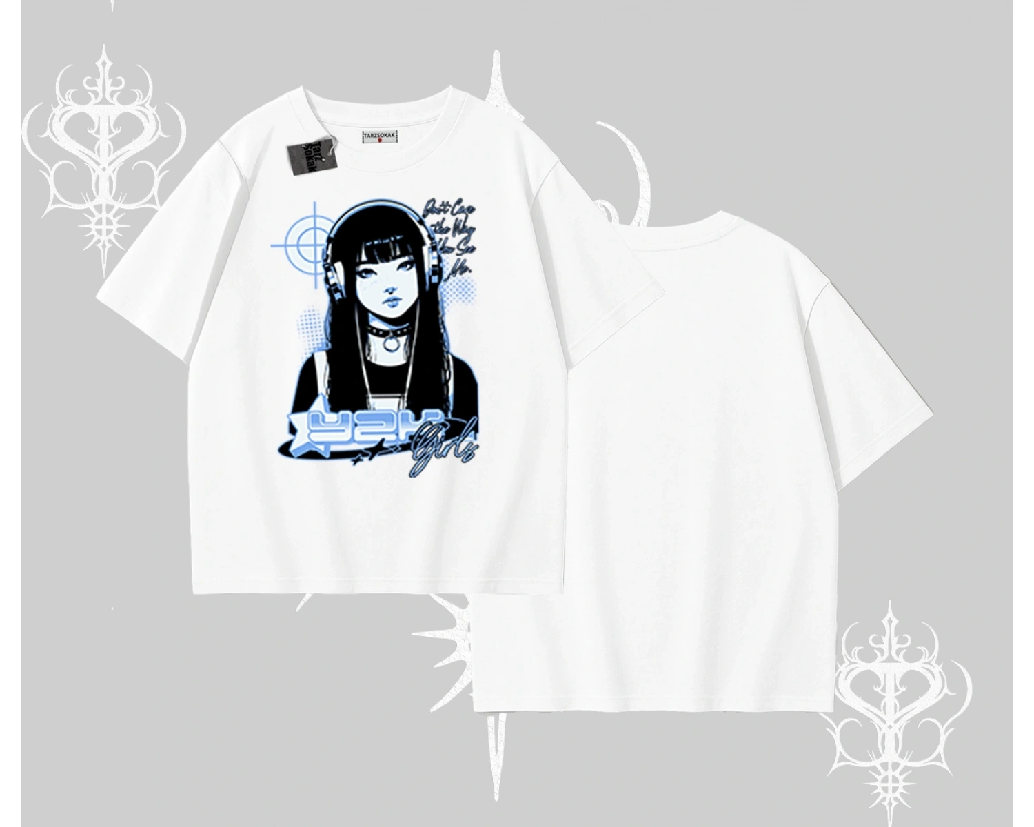 Oversize Tshirt Cyber Y2K Anime Girl Street Sound Aesthetic