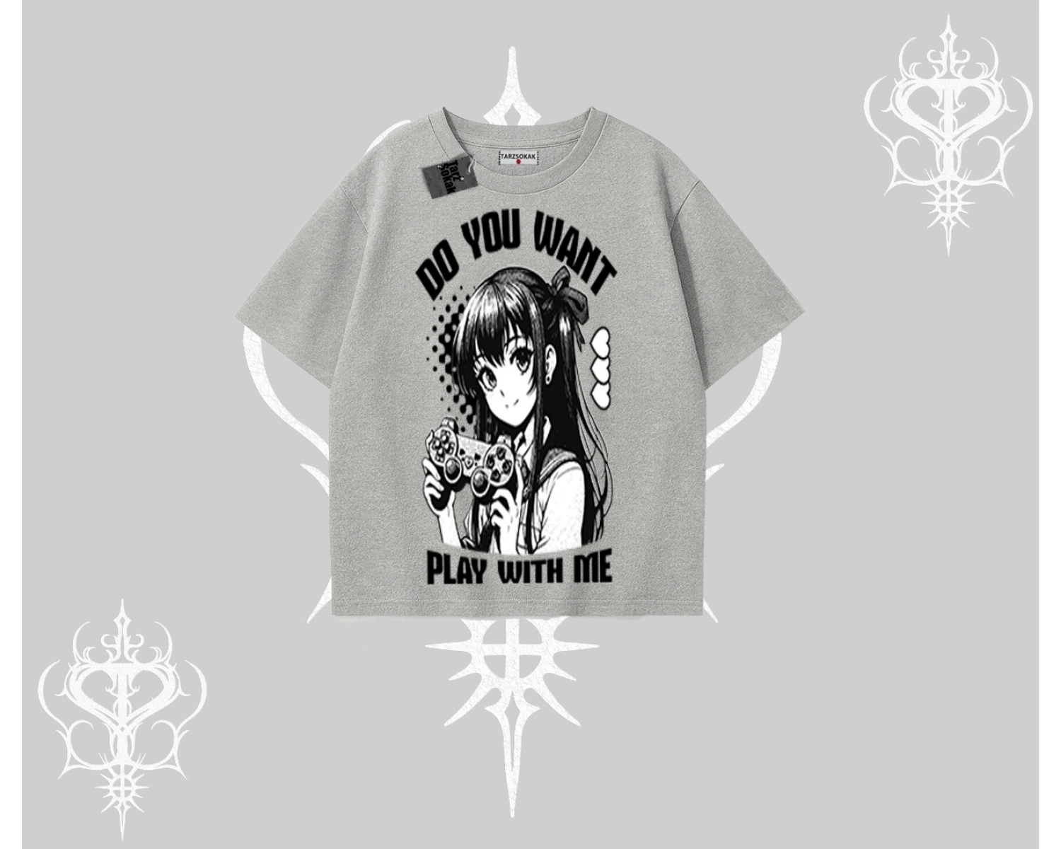 Oversize Tshirt Do You Want Play With Me Anime Kız Baskılı