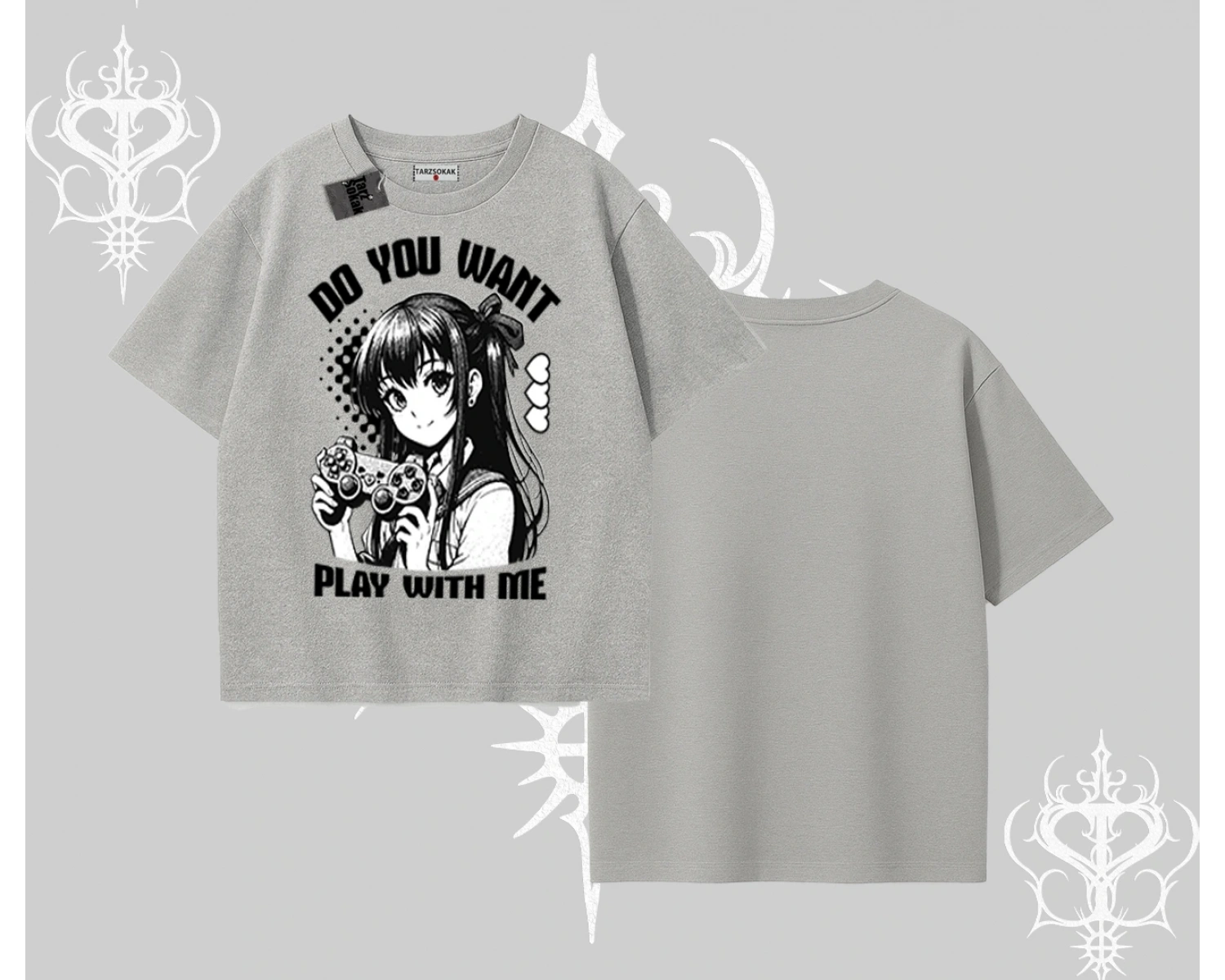 Oversize Tshirt Do You Want Play With Me Anime Kız Baskılı