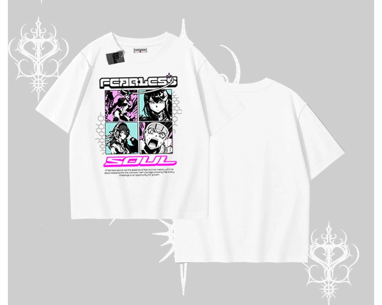 Oversize Tshirt Fearless Soul Anime Kolaj Baskılı