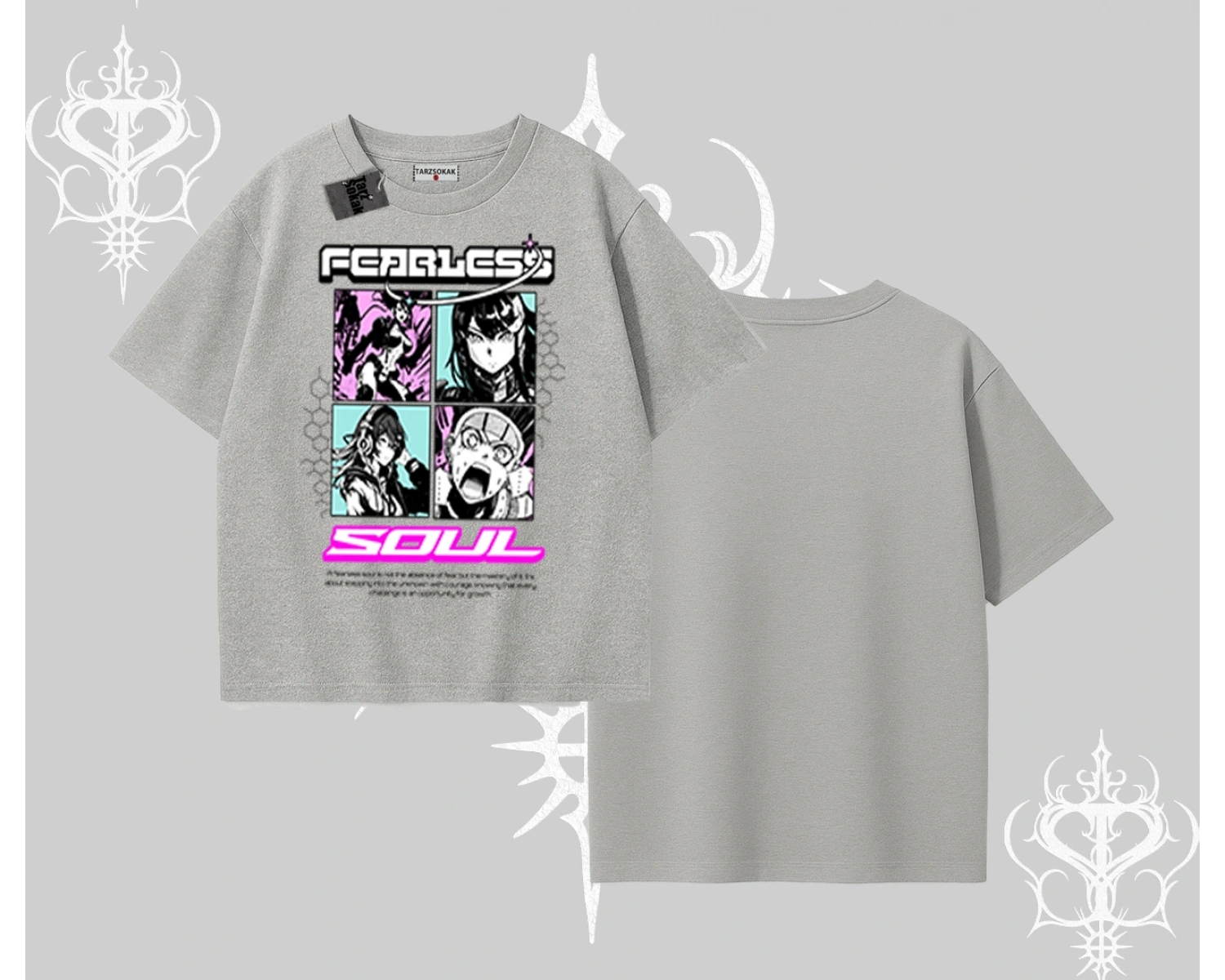 Oversize Tshirt Fearless Soul Anime Kolaj Baskılı
