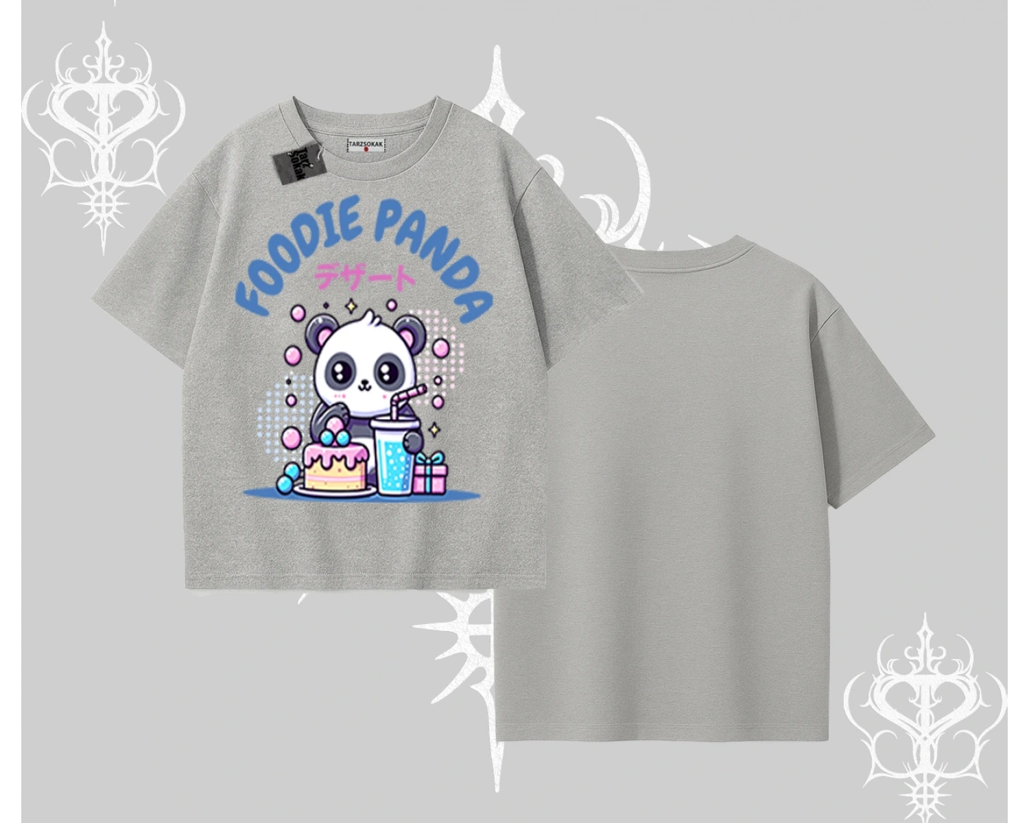 Oversize Tshirt Foodie Panda Tatlı ve Sevimli Panda Baskılı