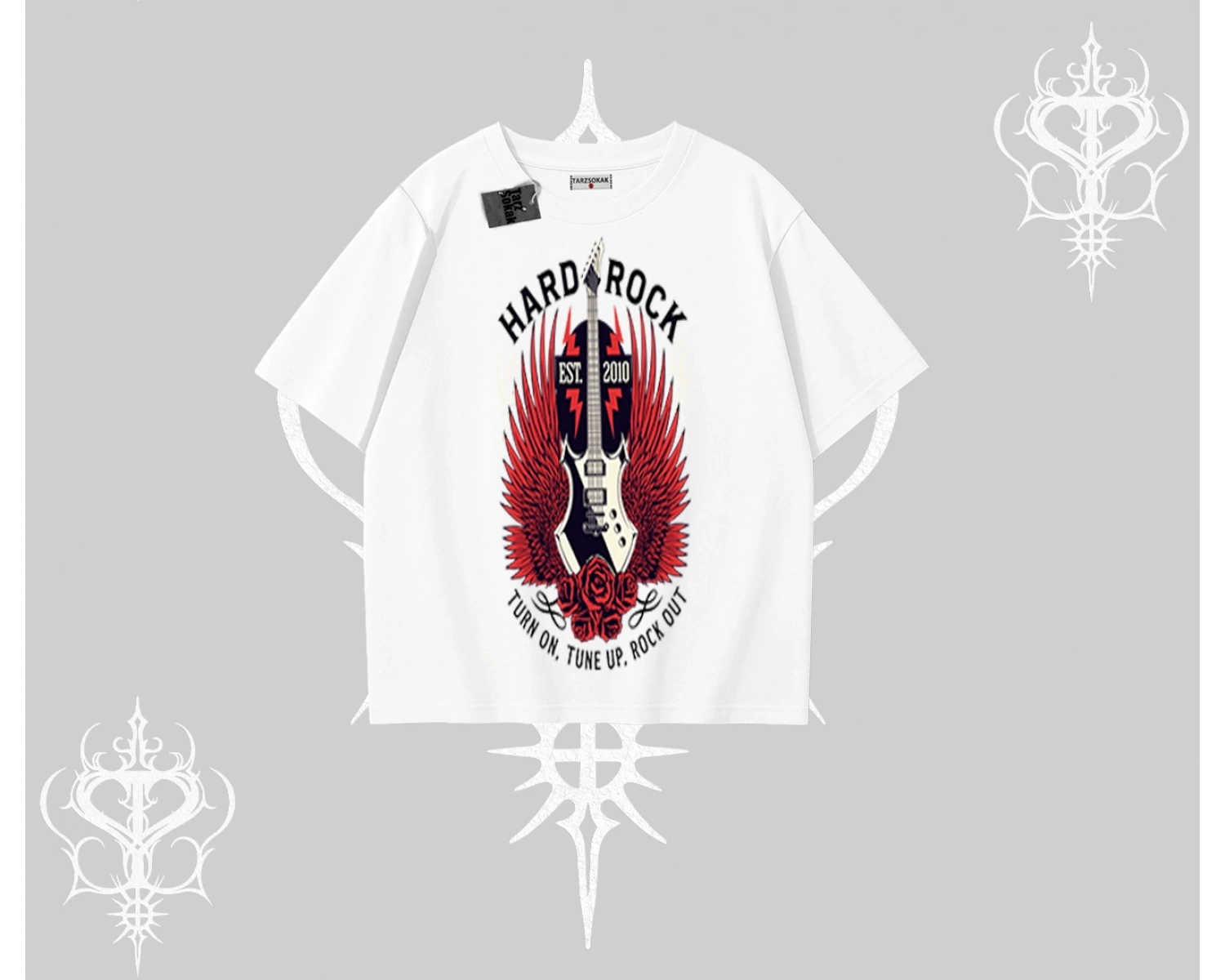 Oversize Tshirt Hard Rock Winged Guitar Rebellion