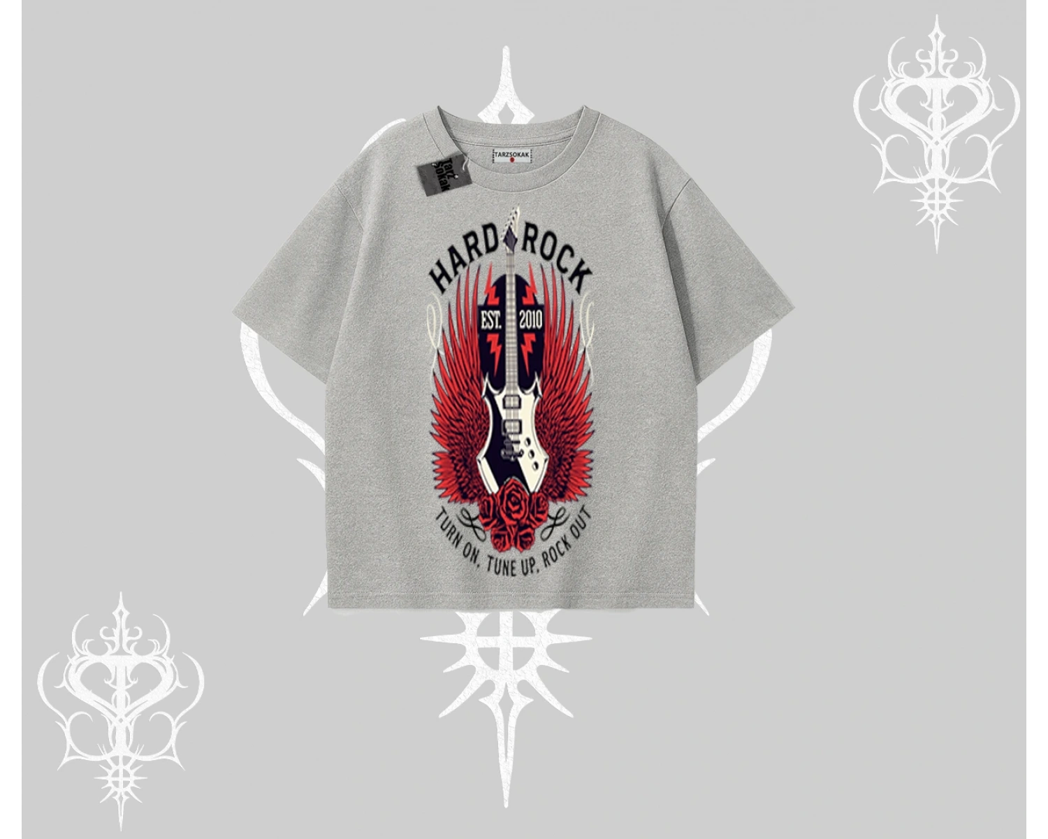 Oversize Tshirt Hard Rock Winged Guitar Rebellion