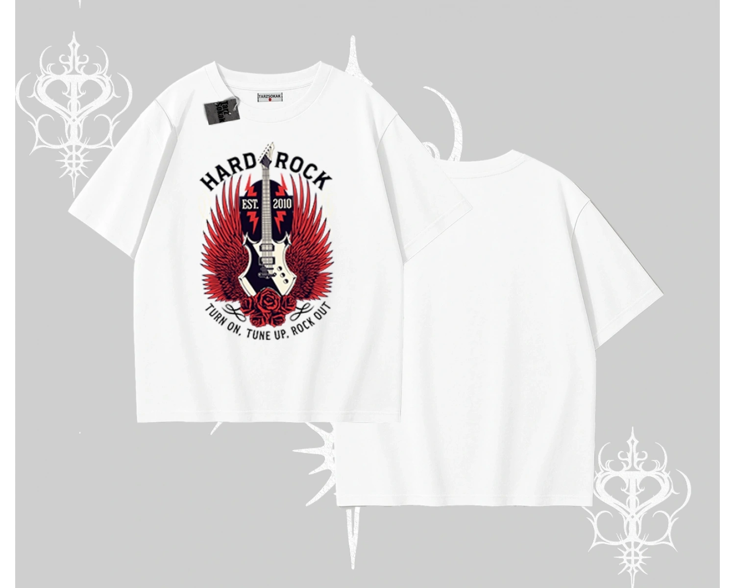 Oversize Tshirt Hard Rock Winged Guitar Rebellion