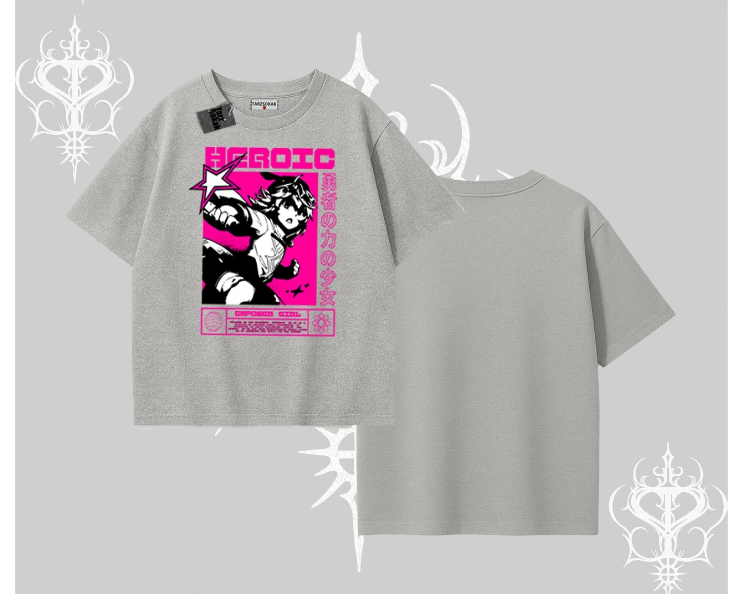 Oversize Tshirt Heroic Anime Girl Japon Stil Grafik Baskılı