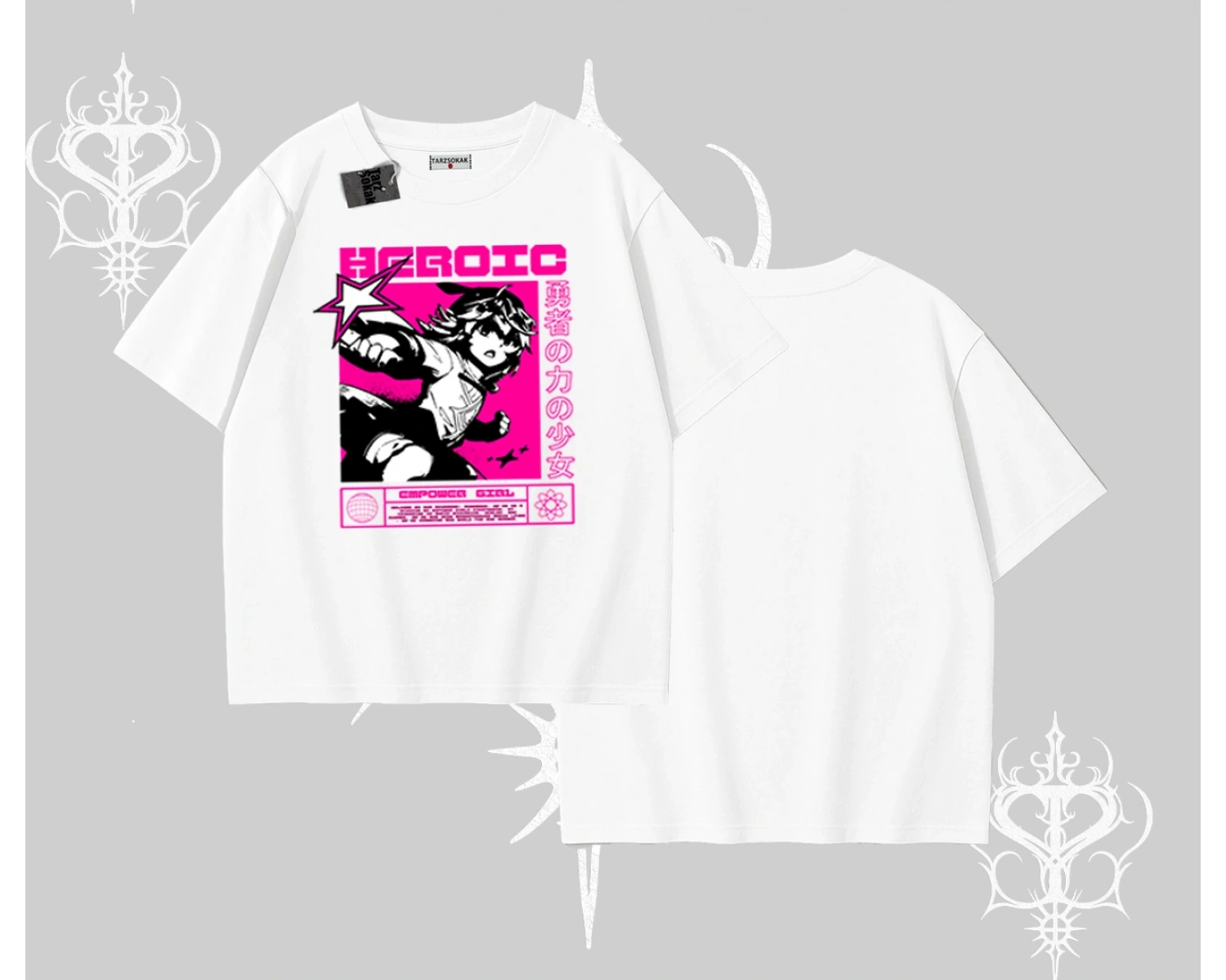 Oversize Tshirt Heroic Anime Girl Japon Stil Grafik Baskılı