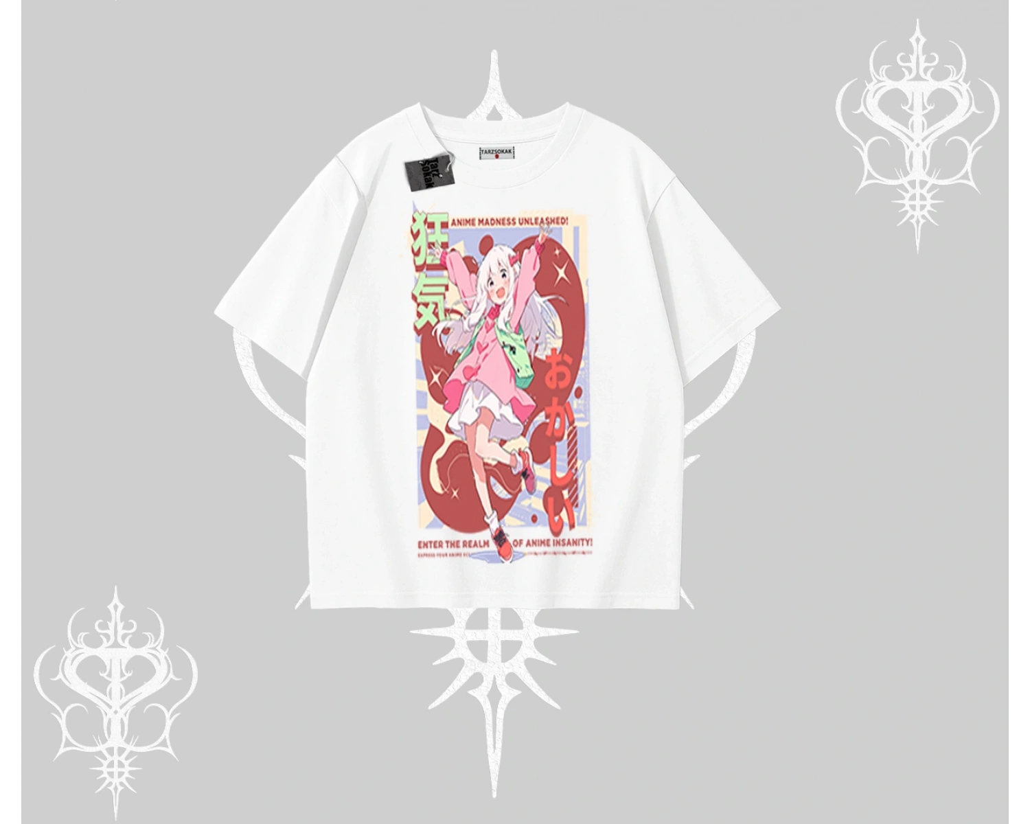 Oversize Tshirt Madness Unleashed Anime Girl Baskılı