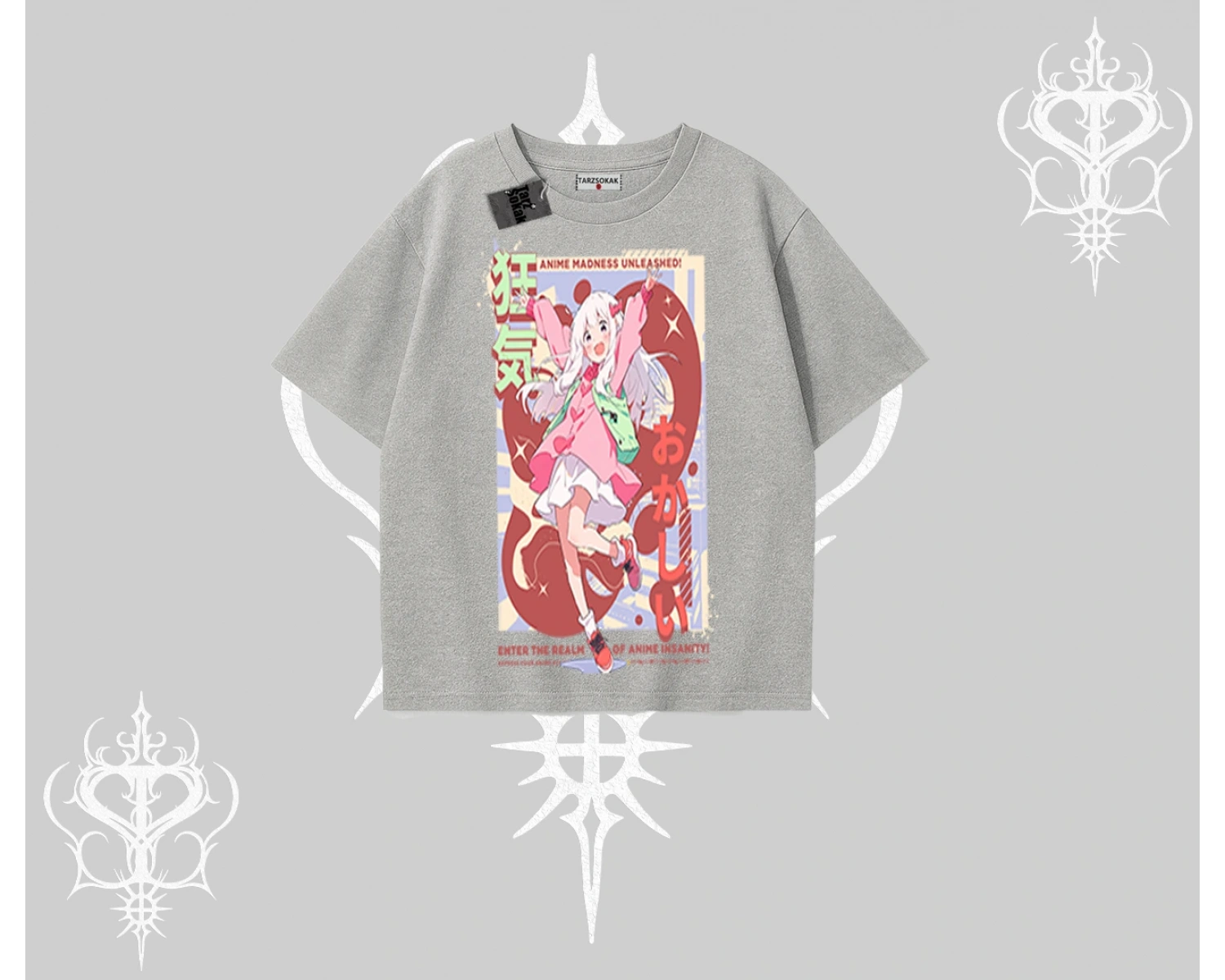 Oversize Tshirt Madness Unleashed Anime Girl Baskılı