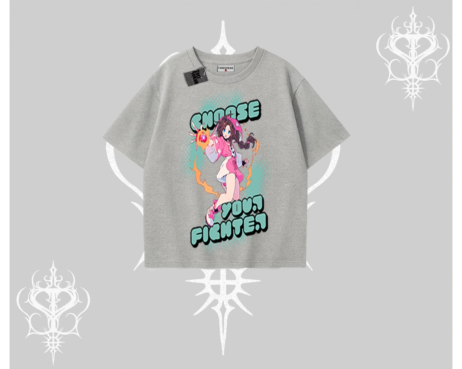 Oversize Tshirt Oversize  Anime Kız Desenli Japon Stil