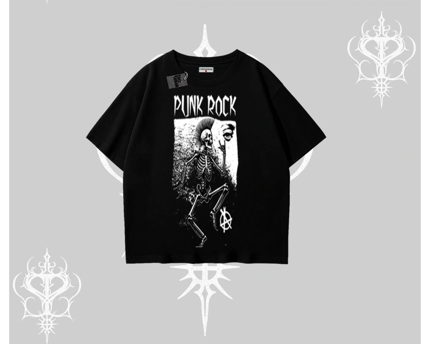 Oversize Tshirt Punk Rock Chaos Skeleton Riot