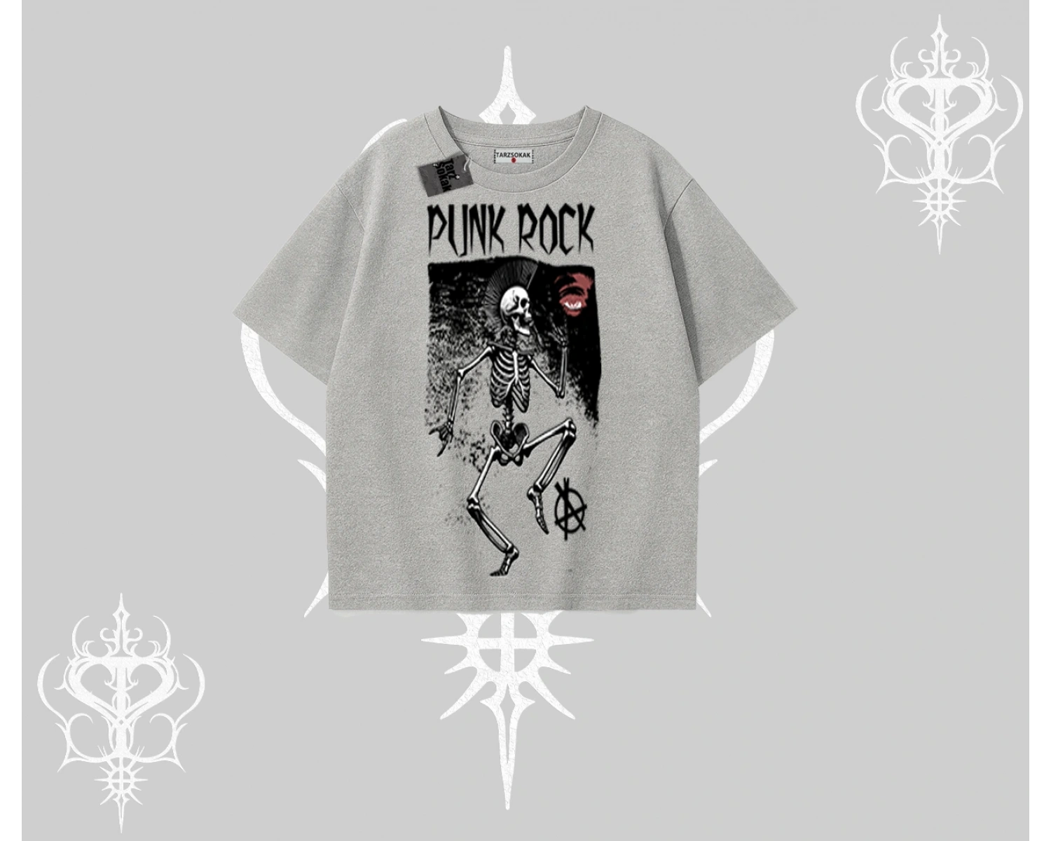 Oversize Tshirt Punk Rock Chaos Skeleton Riot