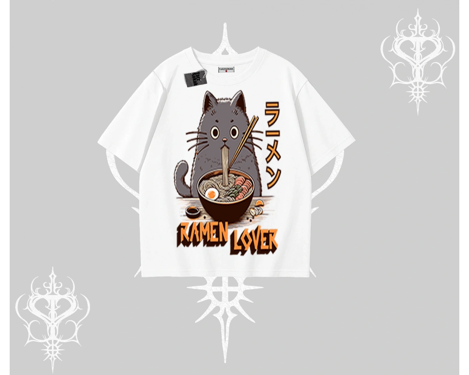 Oversize Tshirt Ramen Lover Kedi Anime Baskılı