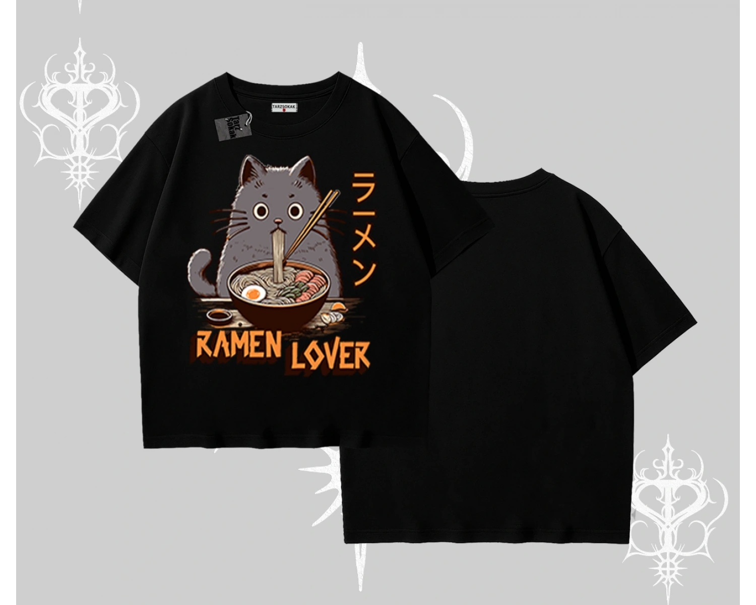 Oversize Tshirt Ramen Lover Kedi Anime Baskılı