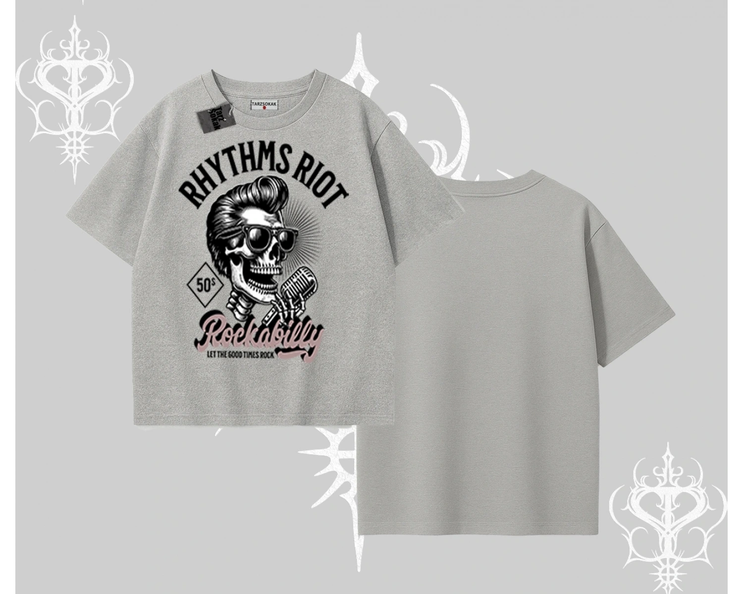 Oversize Tshirt Rhythms Riot Vintage Rockabilly Skull Street Aesthetic
