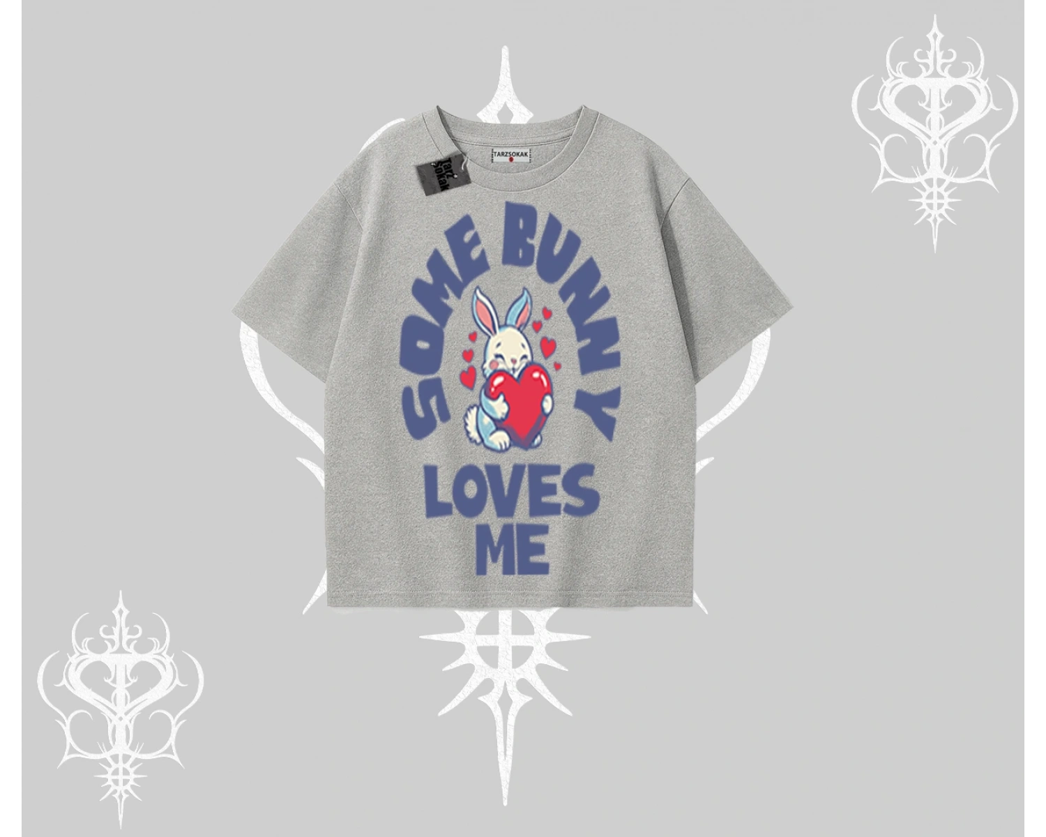 Oversize Tshirt Sevimli Tavşan Some Bunny Loves Me Baskılı