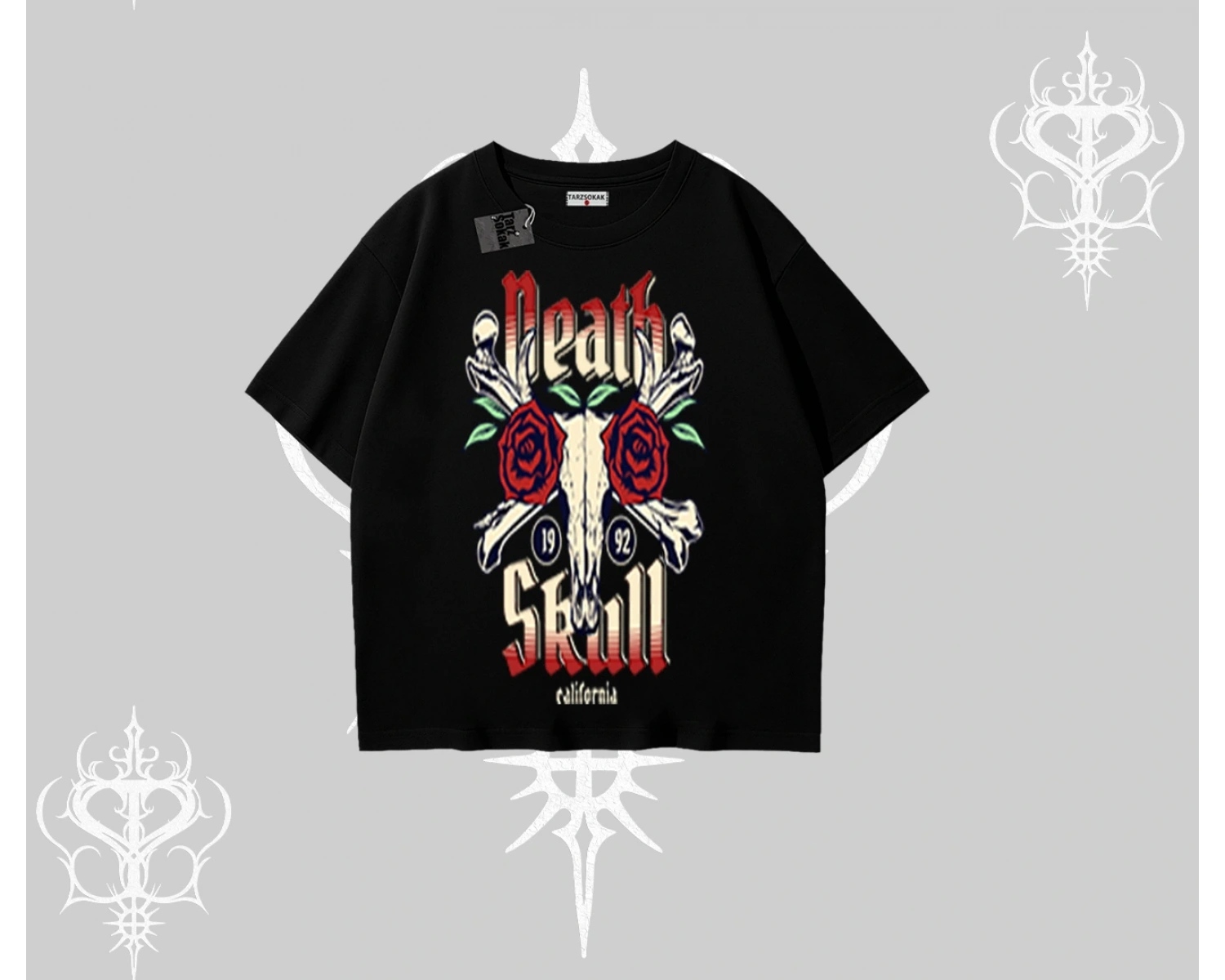 Oversize Tshirt Skull & Roses Vintage West Coast Rebellion