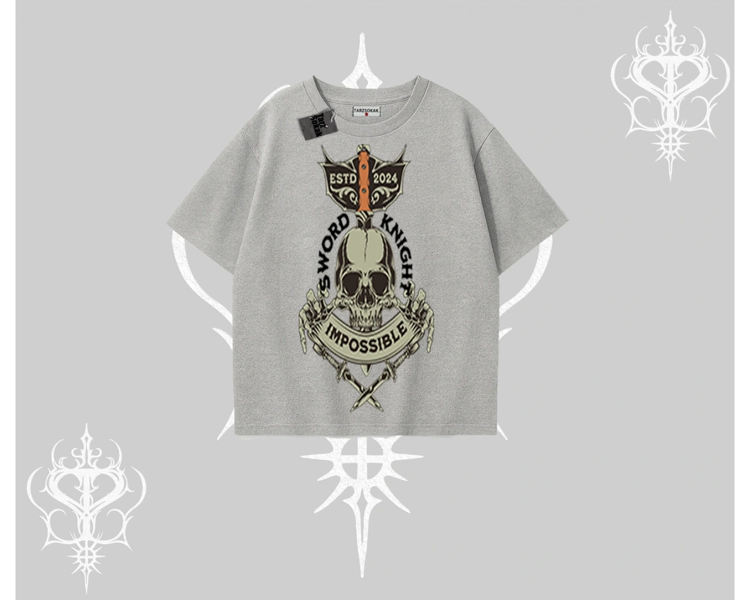 Oversize Tshirt Sword Knight Skull Impossible Street Creed