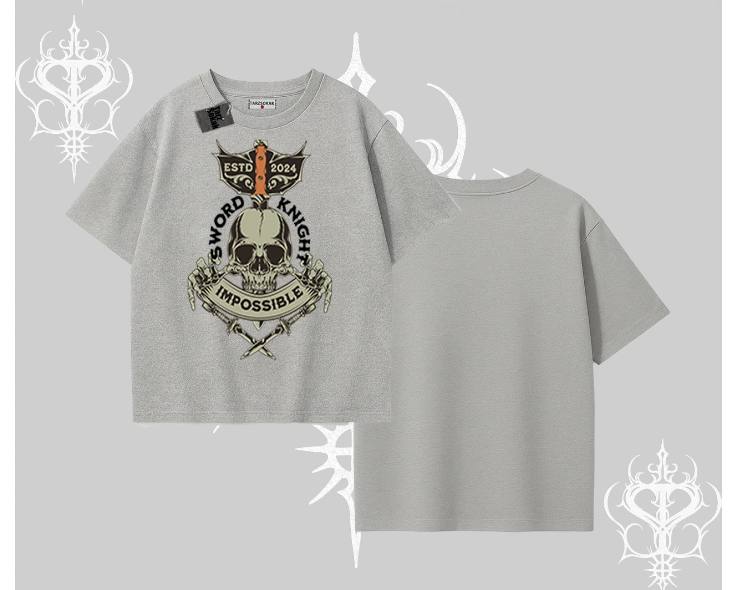 Oversize Tshirt Sword Knight Skull Impossible Street Creed