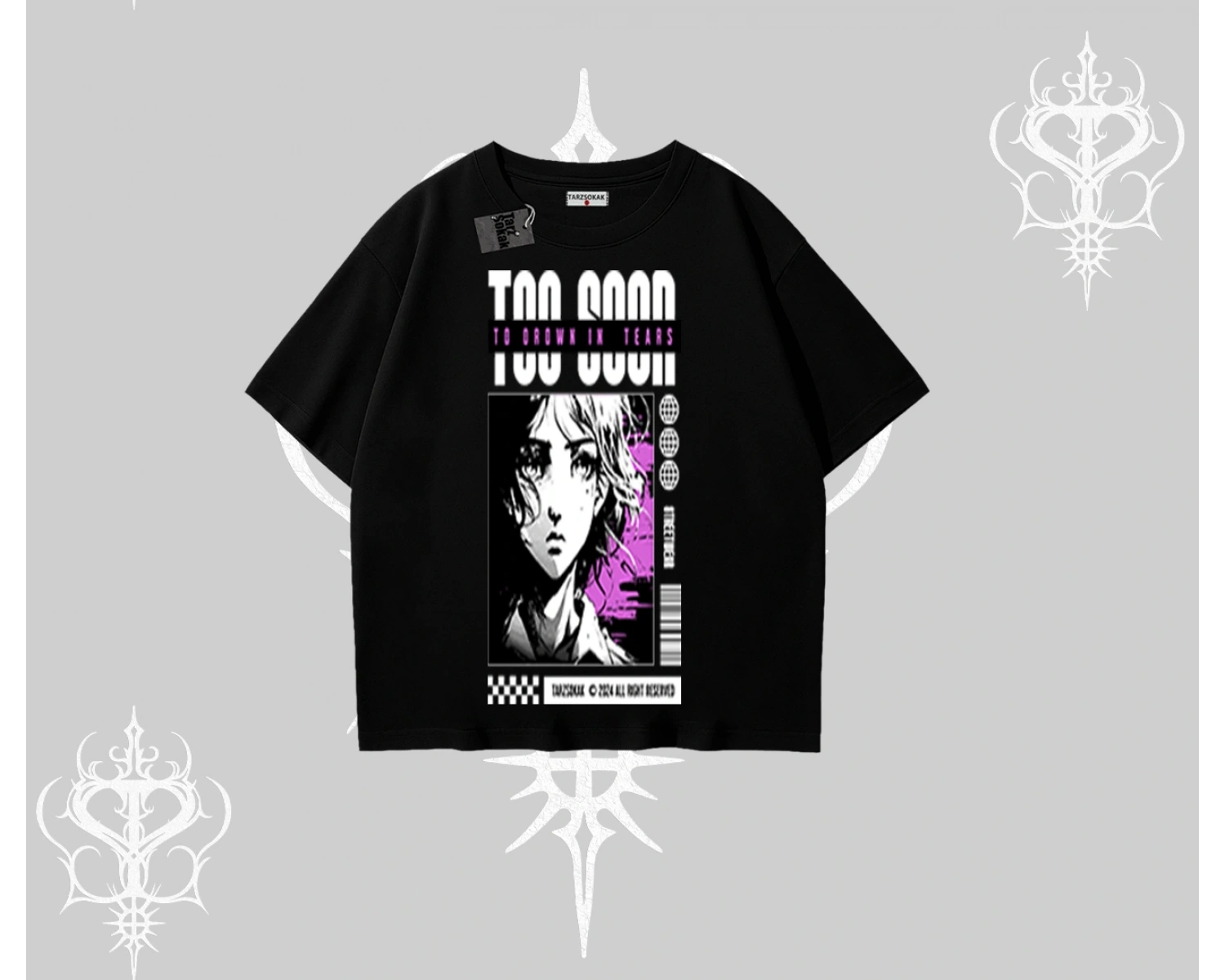 Oversize Tshirt Too Good Anime Girl Grafik Baskılı