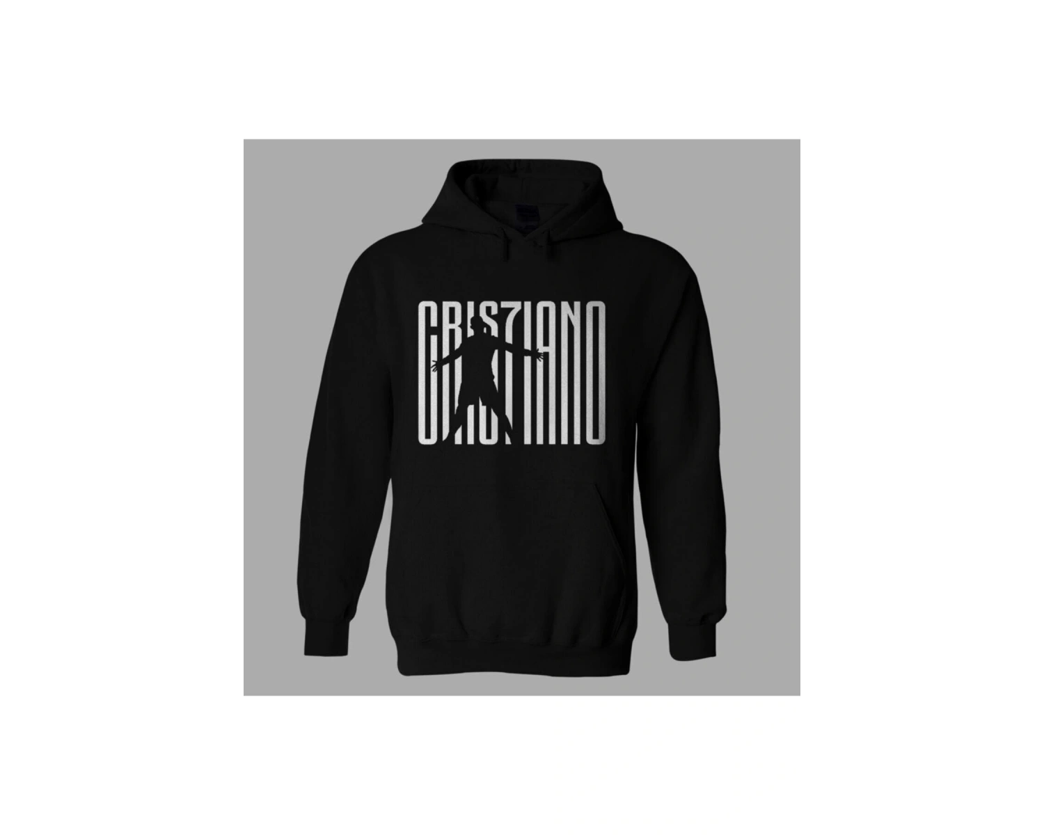 Oversize Unisex Siyah Cristiano Ronaldo Hoodie
