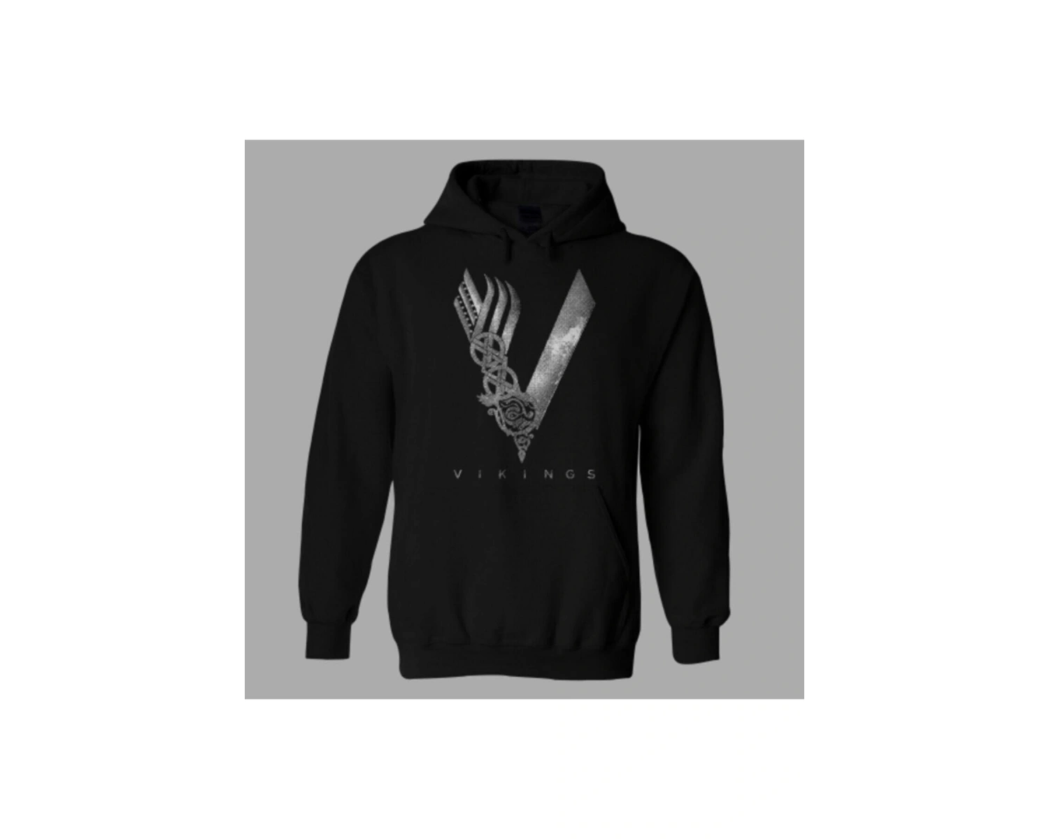 Oversize Vikings Siyah Hoodie