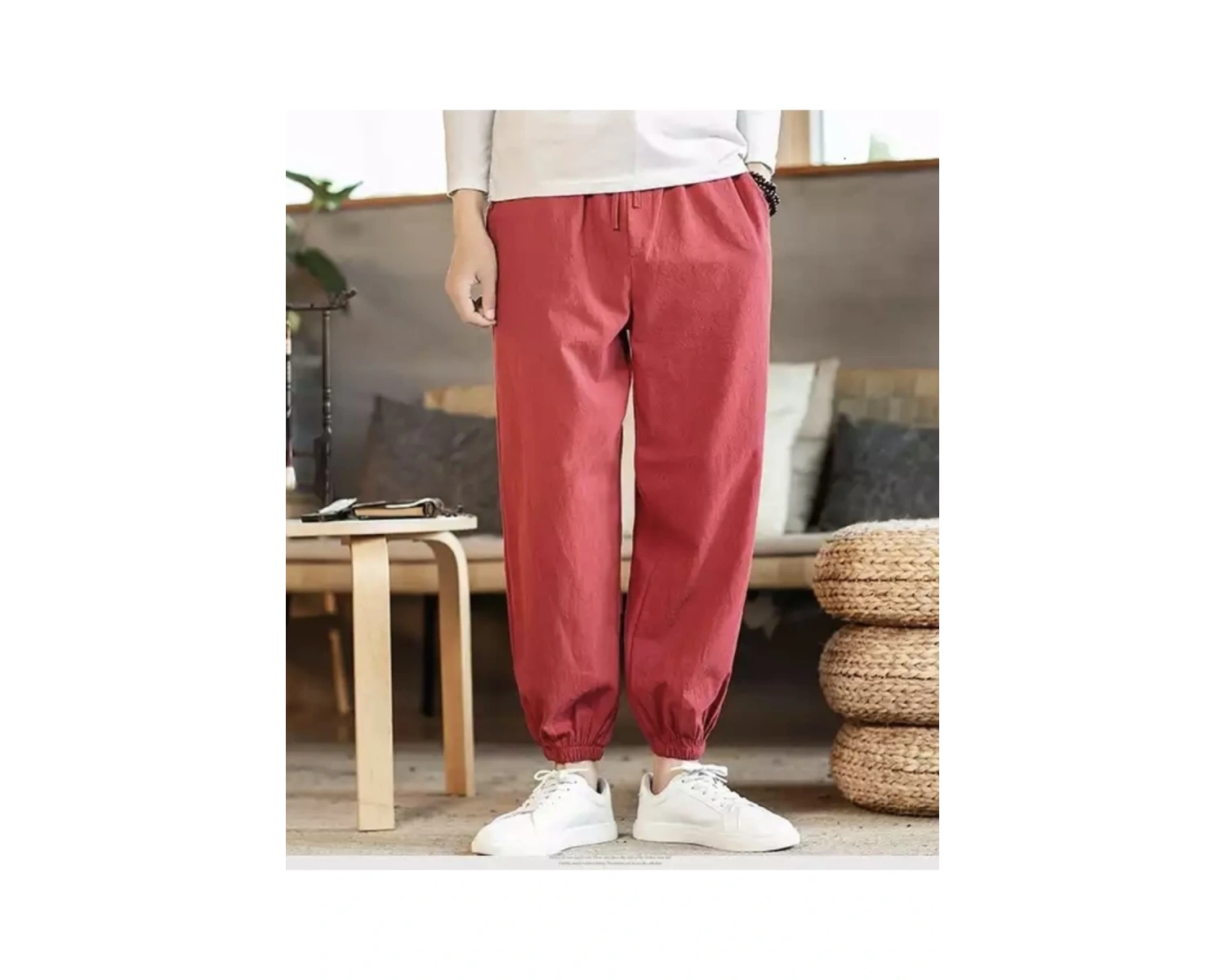 Özel Tasarım Japon Yeni Trend %100 Pamuk Tam Kışlık Şalvar Erkek Eşofman Altı