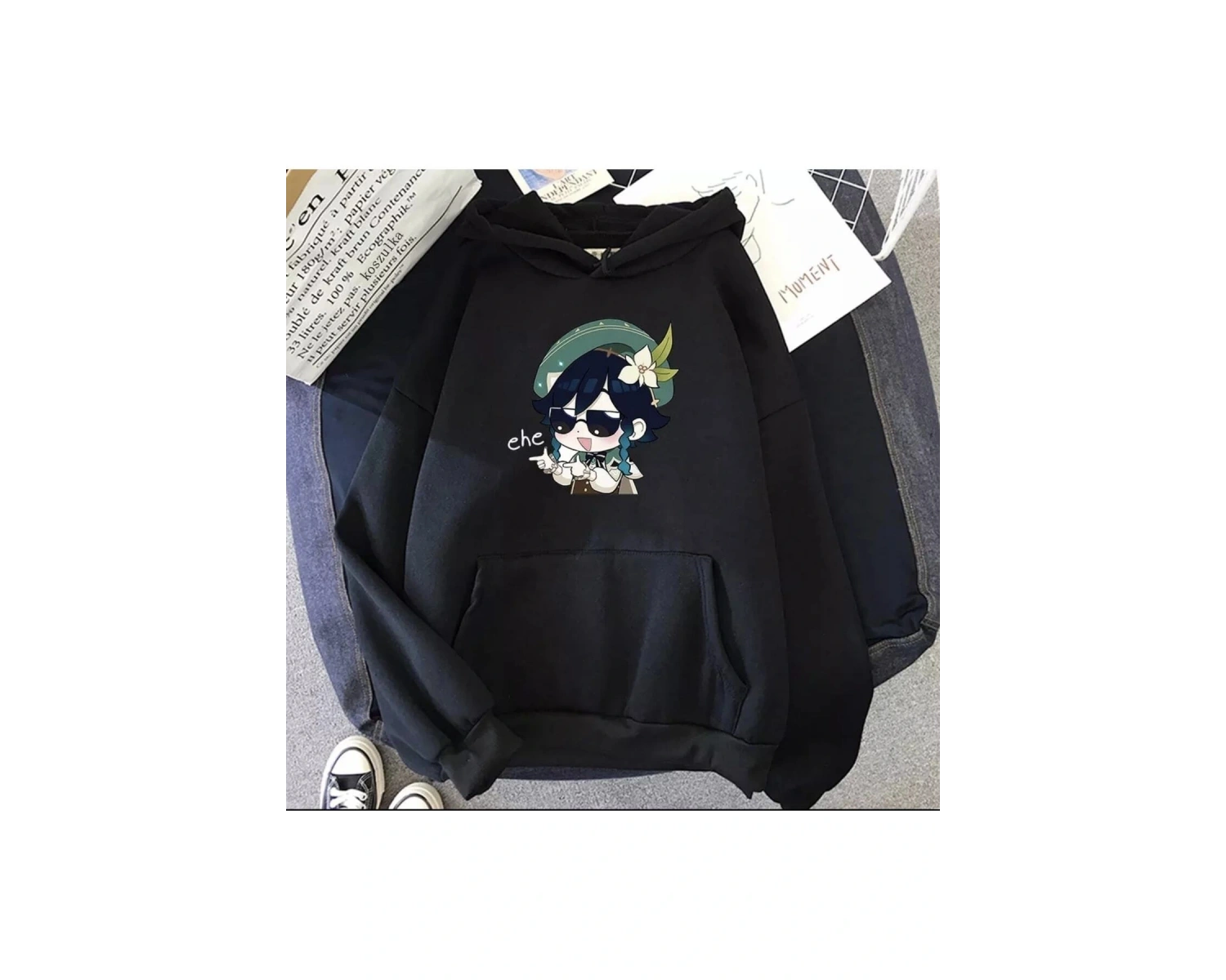 Özel Tasarım Kapüşonlu Saçı Çiçekli Kız Baskılı Salaş Oversize Kadın Sweatshırt LDY Beyaz