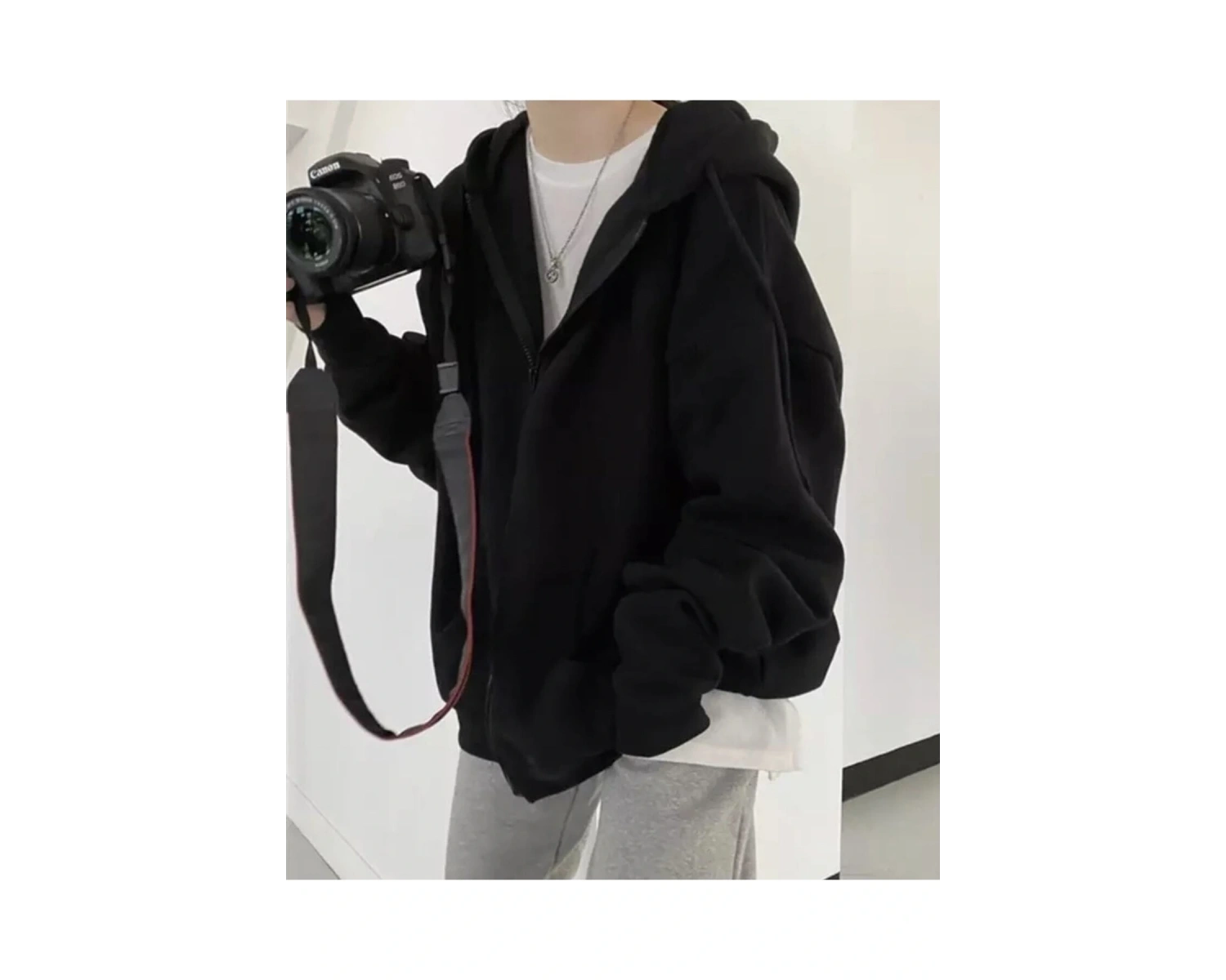 Özel Tasarım Kapüşonlu Tam Fermuarlı Süper Oversize Tam Kışlık Kadın Ceket-sweatshı Siyah