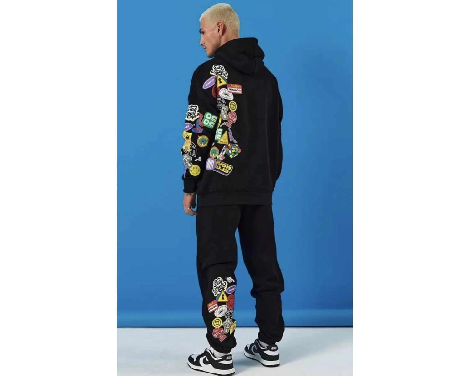 Özel Tasarım Kapüşonlu Weekend Warrıor Baskılı Kışlık Oversize Erkek Eşofman Takımı