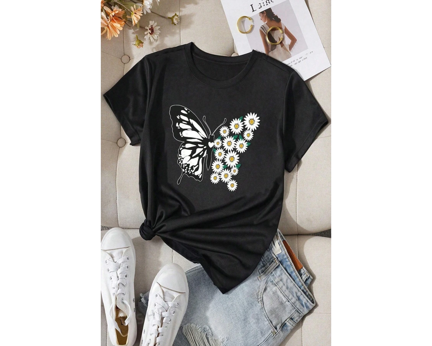 Pamuklu Papatya Kelebek Tasarım